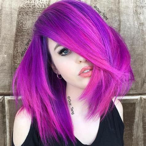 Pin By Pinner On Multi Colored Hair Bright Purple Hair Pink Purple