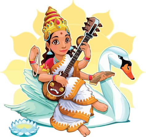 Download Animated_ Saraswati_ Playing_ Veena | Wallpapers.com