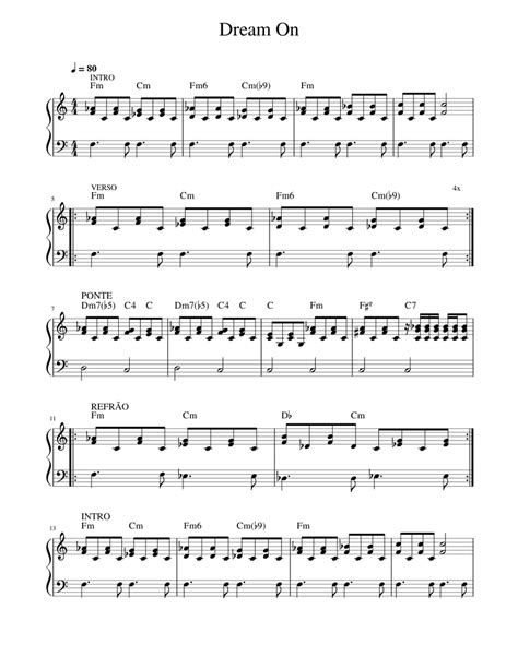 Dream On Aerosmith Dream On Sheet Music For Piano Piano Four Hand