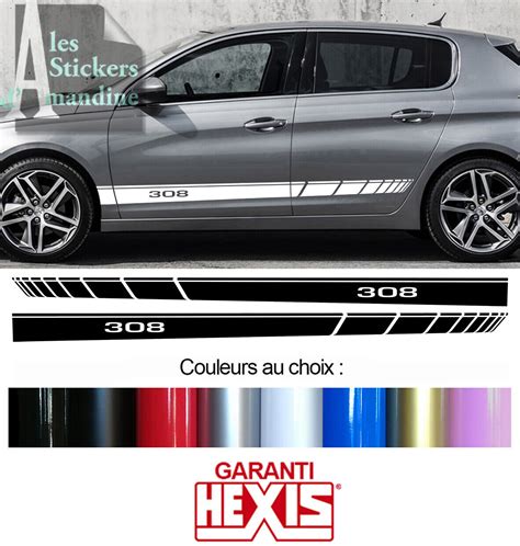 2 X BANDES BAS DE CAISSE POUR PEUGEOT 308 SPORT AUTOCOLLANT STICKER