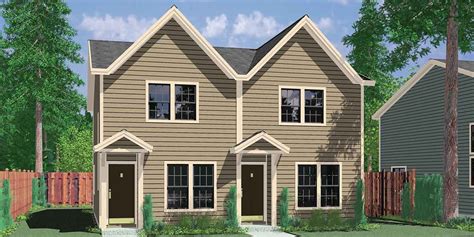 Narrow Small Lot Duplex House Floor Plans Two Bedroom D 341