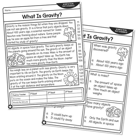 2nd Grade Nonfiction Text Evidence And 5 Ws Reading Passage What Is Gravity Below Lucky