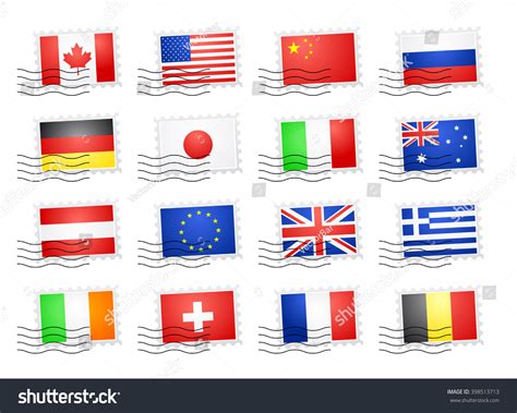 Flags Of The World Countries Stamps Stock Vector 398513713 Shutterstock