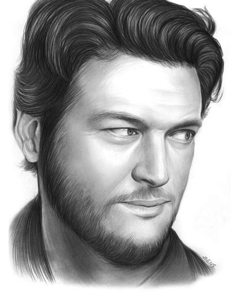 Blake Shelton Art Print By Greg Joens Celebrity Drawings Pencil