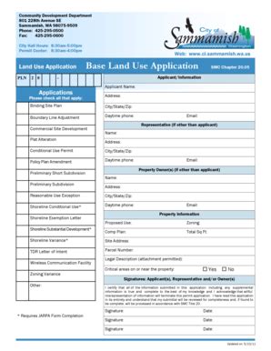 Fillable Online Ci Sammamish Wa Land Use Application Base Land Use