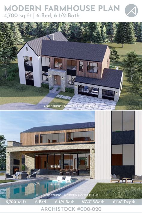 6 Bedroom Modern Farmhouse Plan For Modern Living Archistock Plan No