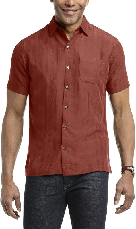 Van Heusen Mens Big And Tall Air Short Sleeve Button Down Poly Rayon Stripe Shirt