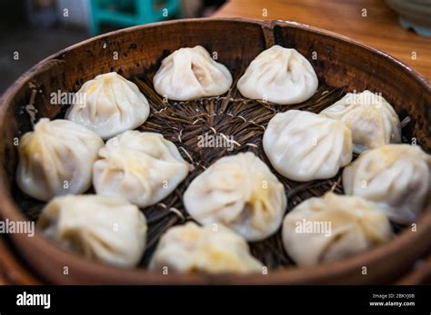 A Basket Of Steamed Xiaolongbao Soup Dumplings At Jia Jia Tang Bao On