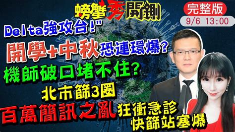 【螃蟹秀開鍘】圍堵機師破口北市篩檢第3圈中秋烤肉不同調陳時中觀察7天delta擋得住開學中秋恐成隱憂驚簡訊之亂110萬封有你嗎