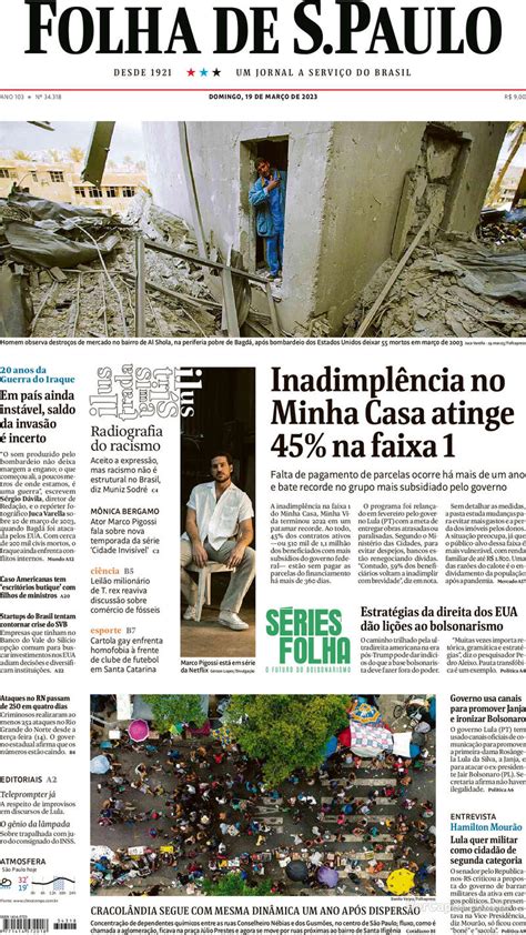 Capa Folha De S Paulo Quarta De Fevereiro De