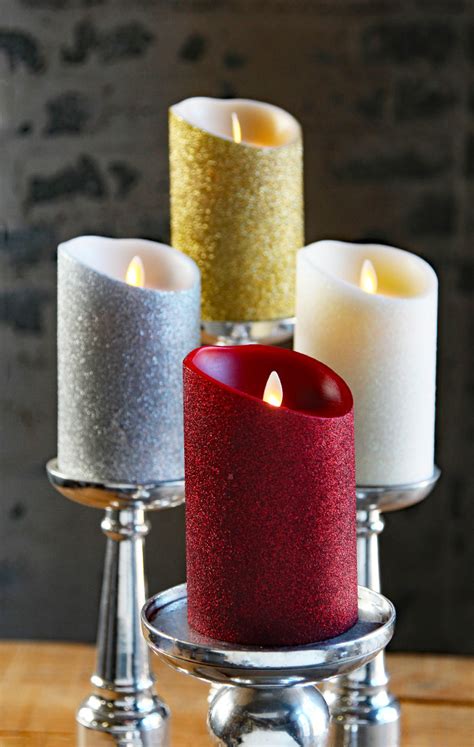 Moving Flame Red Glitter Candle Battery Operated 3.5 x 5 Timer - Remote ...