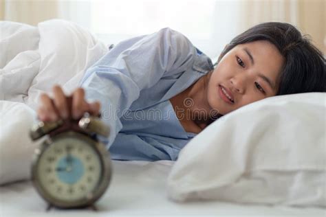 Young Asian Woman Shocked As She Waking Up Late In Morning Young Girl