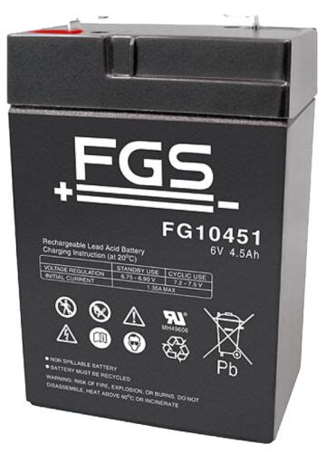 Fiamm | FGS FG10451 6V 4,5Ah Faston 4,8mm LC-R064R5P Powerfit S306/4S ...