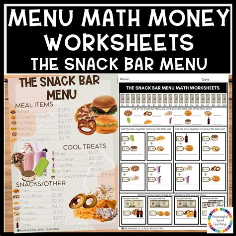 Free Menu Math Worksheet Download Free Menu Math Worksheet Png Images Free Worksheets On