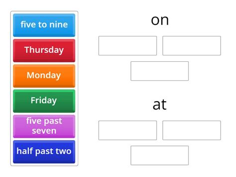 Grammar Prepositions Of Time Group Sort