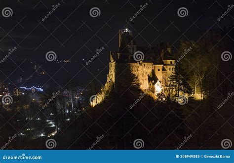 Dracula S Medieval Castle at Night, Bran ,Transylvania. Romania Stock ...