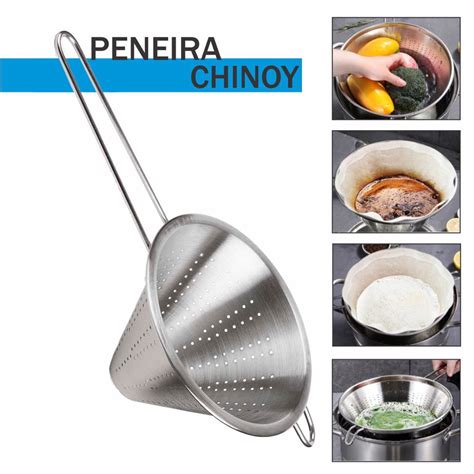 Peneira Chinoy Funil Passador Coador Cm A O Inox Molho De Tomate Leo