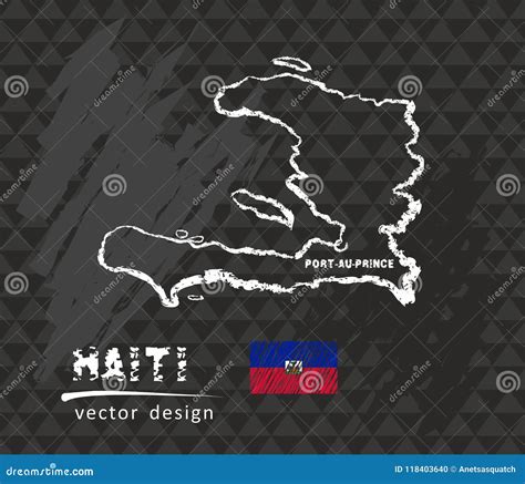 Haiti Map Vector Pen Drawing On Black Background Stock Vector