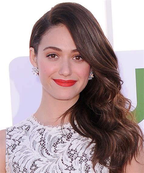 Emmy Rossum Long Wavy Dark Chocolate Brunette Hairstyle