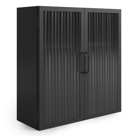 A Black Cabinet With Two Doors On The Front And One Door Open To Reveal It