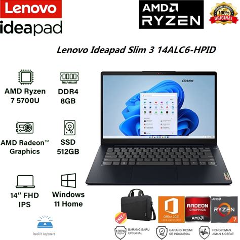 Jual Lenovo Ideapad Alc Hpid Amd Ryzen U Gb Gb Ssd Fhd