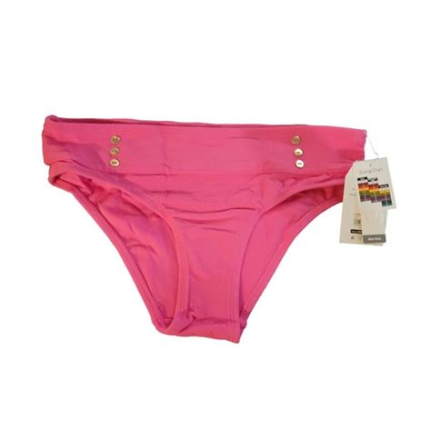 Time And Tru Swim Nwt Time And Tru Small Mid Rise Button Front Pink Bikini Bottoms Poshmark