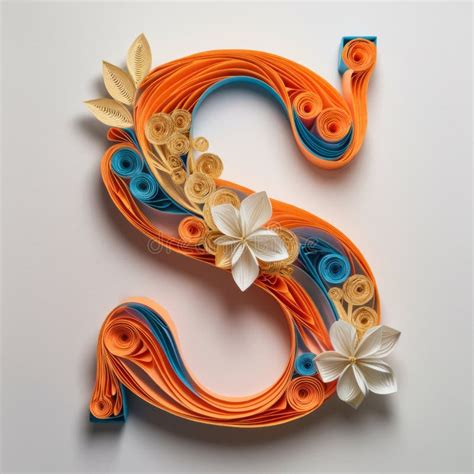 Letter S Embellished With Floral Designs Elegant Paper Quilling Art