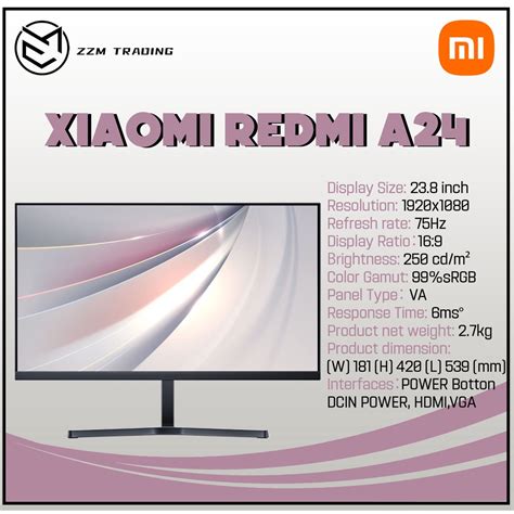 Xiaomi Redmi RMMNT238NF Desktop VA Monitor 23.8" 1920x1080 99%sRGB 75hz ...