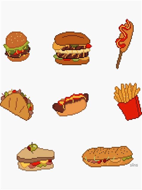 Pixel Junk Food Stickers 1 Sticker For Sale By Siins Redbubble