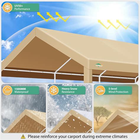 Snapklik.com : COBIZI Carport 12x20ft Heavy Duty Portable Garage, 2.0