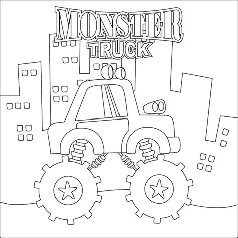 Illustration Vectorielle De Camion Monstre Avec Style Cartoon Livre Ou