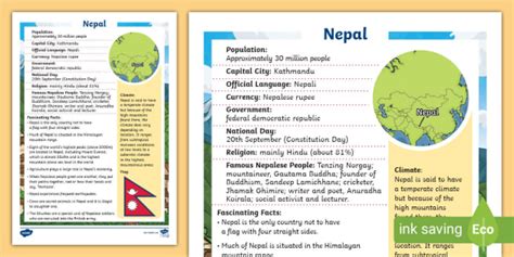 KS2 Nepal Fact File Teacher Made