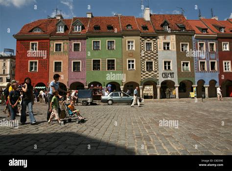 Colourful Merchant Houses At The Old Market Square Stary Rynek In The