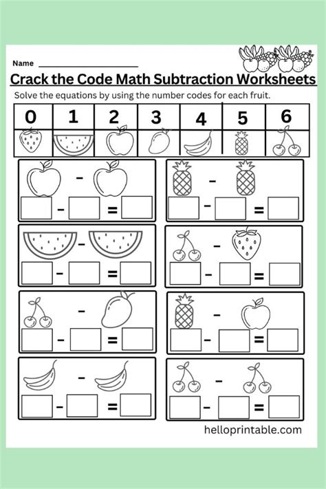 Crack The Code Math Worksheet For Kindergarten