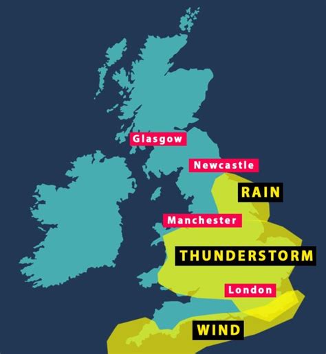 Map shows where Met Office predicts thunderstorm will hit the UK today ...