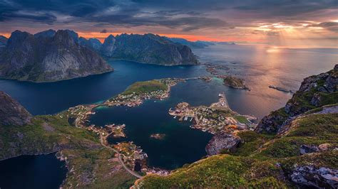 View From Reinebringen At Dawn In Lofoten Islands Norway Windows