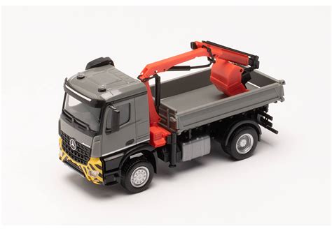 Herpa Mercedes Benz Arocs M Dreiseitenkipper Mit Ladekran Und