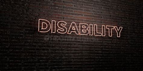 DISABILITY Realistic Neon Sign On Brick Wall Background 3D Rendered