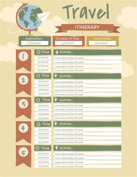 travel itinerary template | PosterMyWall