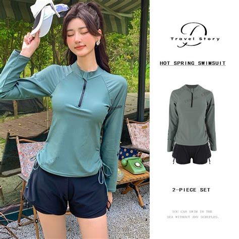 Swimsuit Female Student Conservative Bikini Two Piece Swimsuit Resort Hot Spring Korean Style