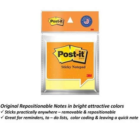 Perfect Bound 3M Post It Sticky Notes 3 X 3 100 Sheets Canary