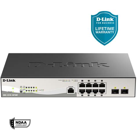 D-Link 10-Port Gigabit PoE Metro Ethernet Switch with 2 SFP Ports - (D ...