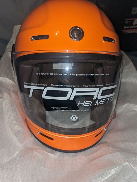 Torc T1 Retro Full Face Motorcycle Fiberglass Vintage Helmet Orange Ebay