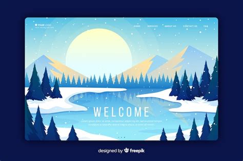 Free Vector Welcome Landing Page With Gradient Landscape