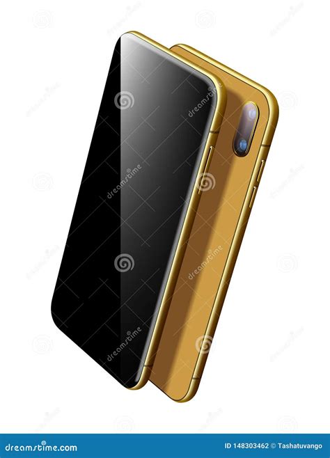 Gold Smartphone Vektor Modell Lokalisiert Auf Wei Vektor Abbildung