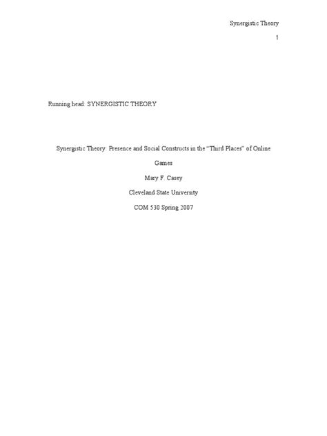 Synergy Theory Pdf Mass Media Technological Convergence