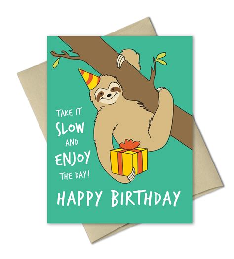 BIRTHDAY GREETING CARD | SLOTH BIRTHDAY - The Imagination Spot