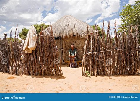 Bushman And His Hut Stock Photo Image Of Kalahari African 8104998