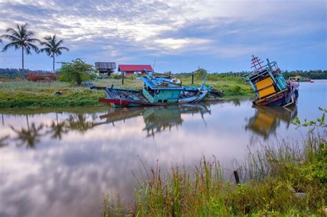 Premium Photo | Landscape image of abandon ship at kuala besut river terengganu malaysia