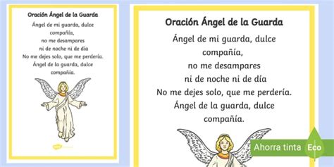 Oración Ángel de la Guarda Póster Imprimible Para Niños